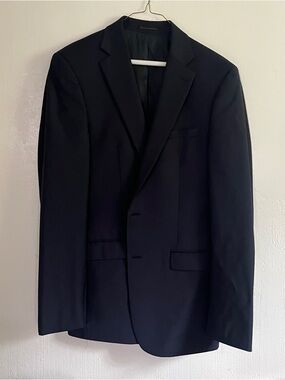 Calvin Klein 40L Navy Check 2-Button Sport Coat Blazer Jacket